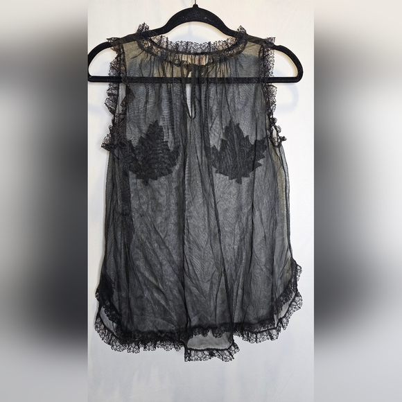 Chevette Eves Leaves Black Sheer Babydoll Nightie With Satin Maple Leaf Detail - Picture 7 of 10